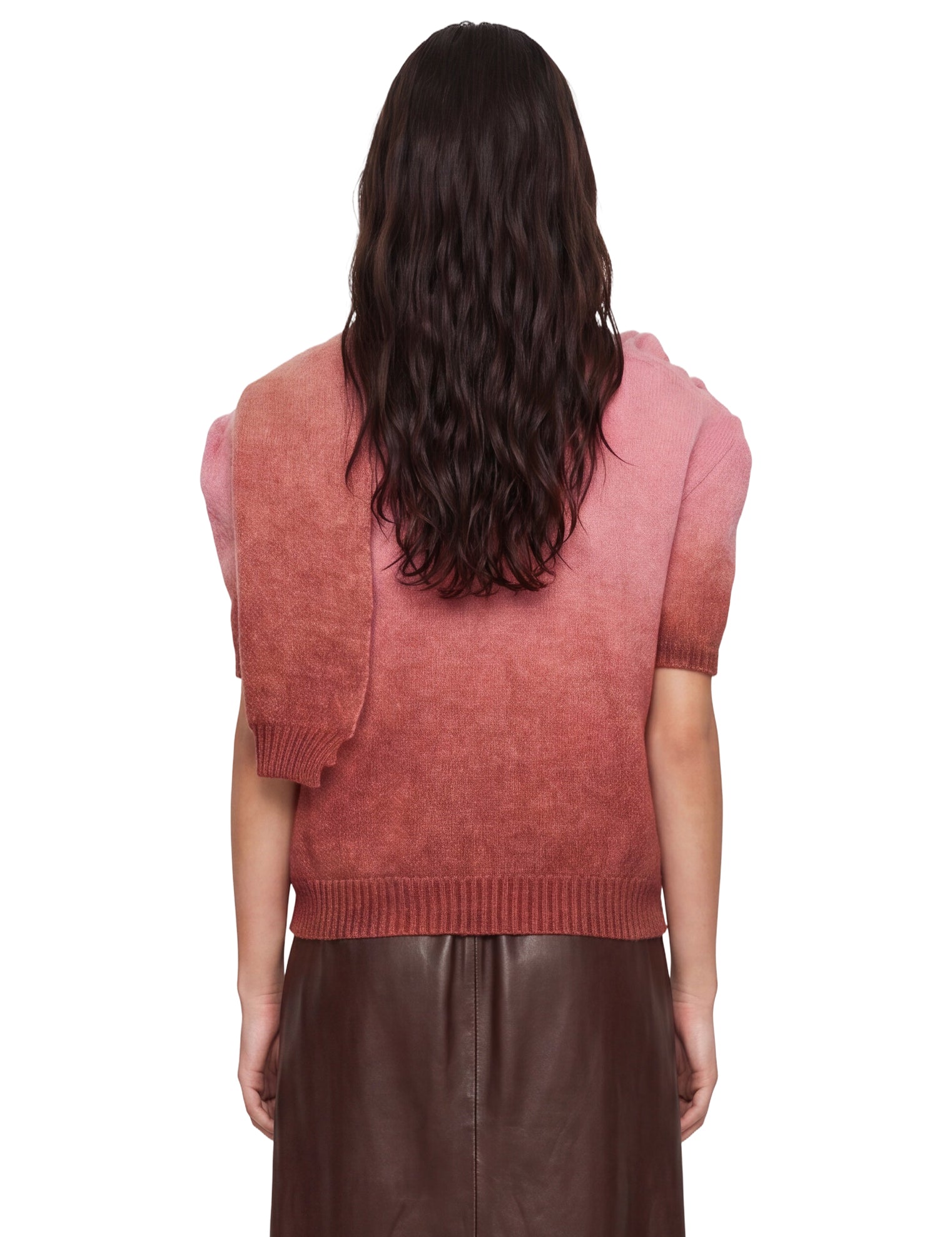 Maglia con sciarpa degradè in rosa 