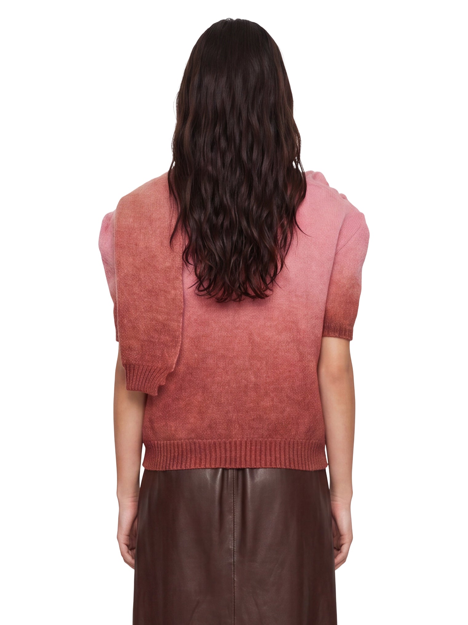 Maglia con sciarpa degradè in rosa 