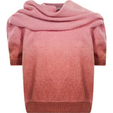 Maglia con sciarpa degradè in rosa 
