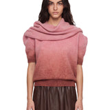Maglia con sciarpa degradè in rosa 