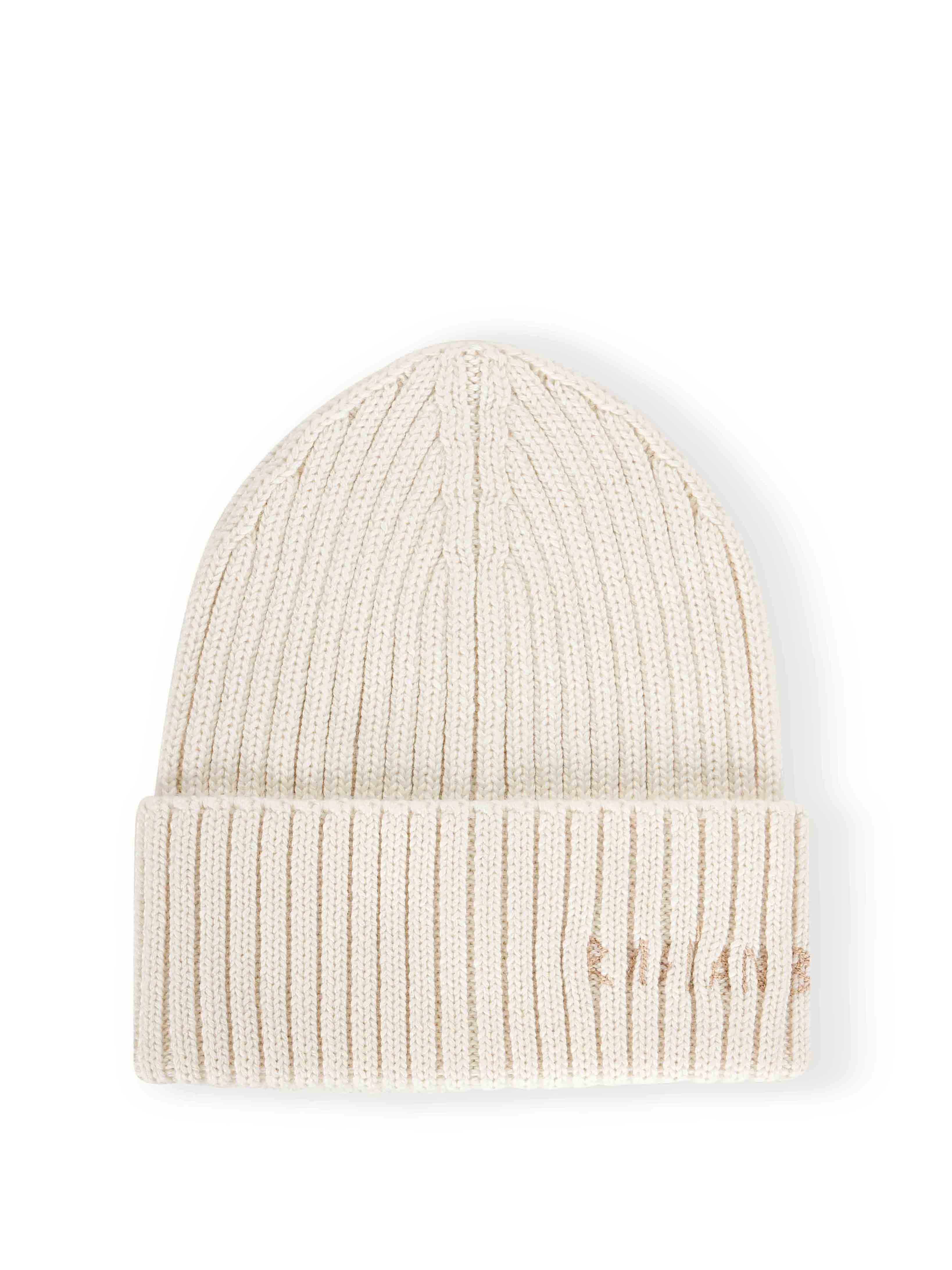 Beanie in misto lana con logo in avorio 