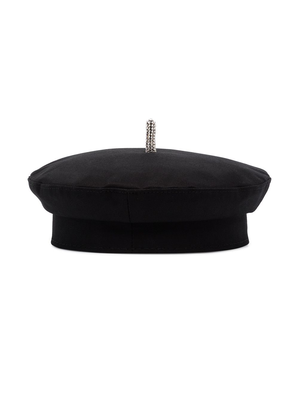 crystal-embellished<BR/>black cotton beret 