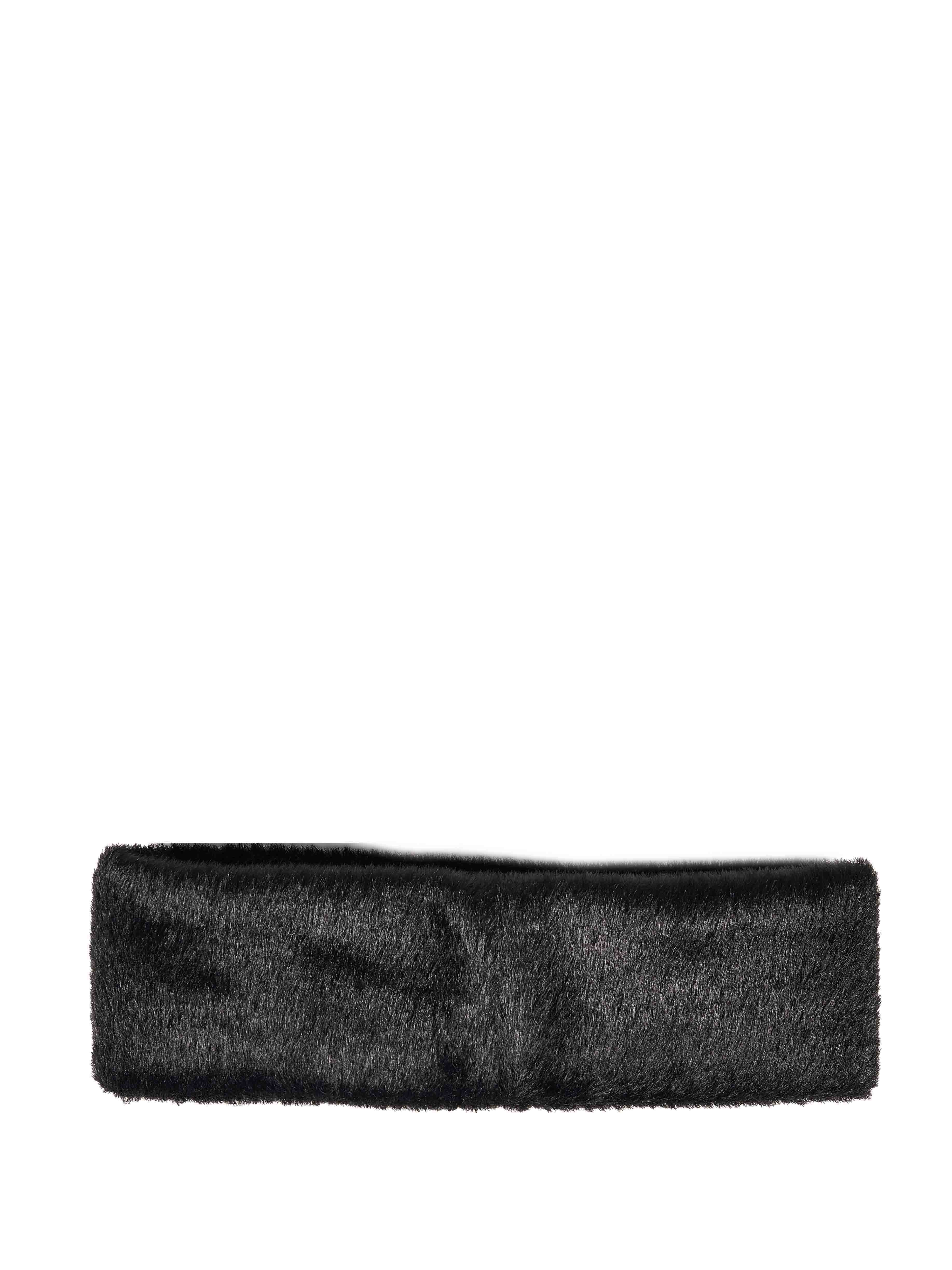Fascia per capelli in ecopelliccia nero 