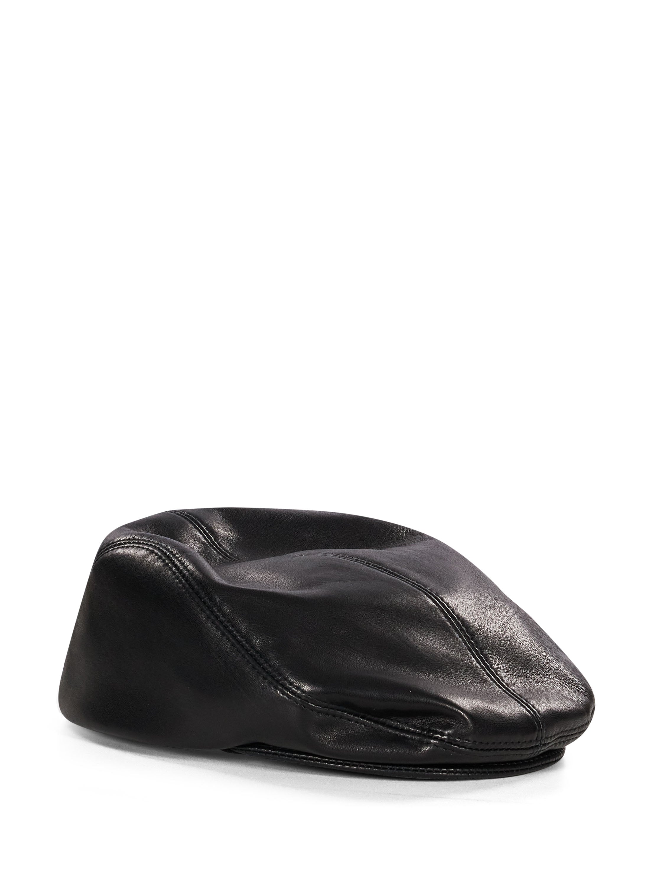 Cappello in pelle con monogramma in nero 