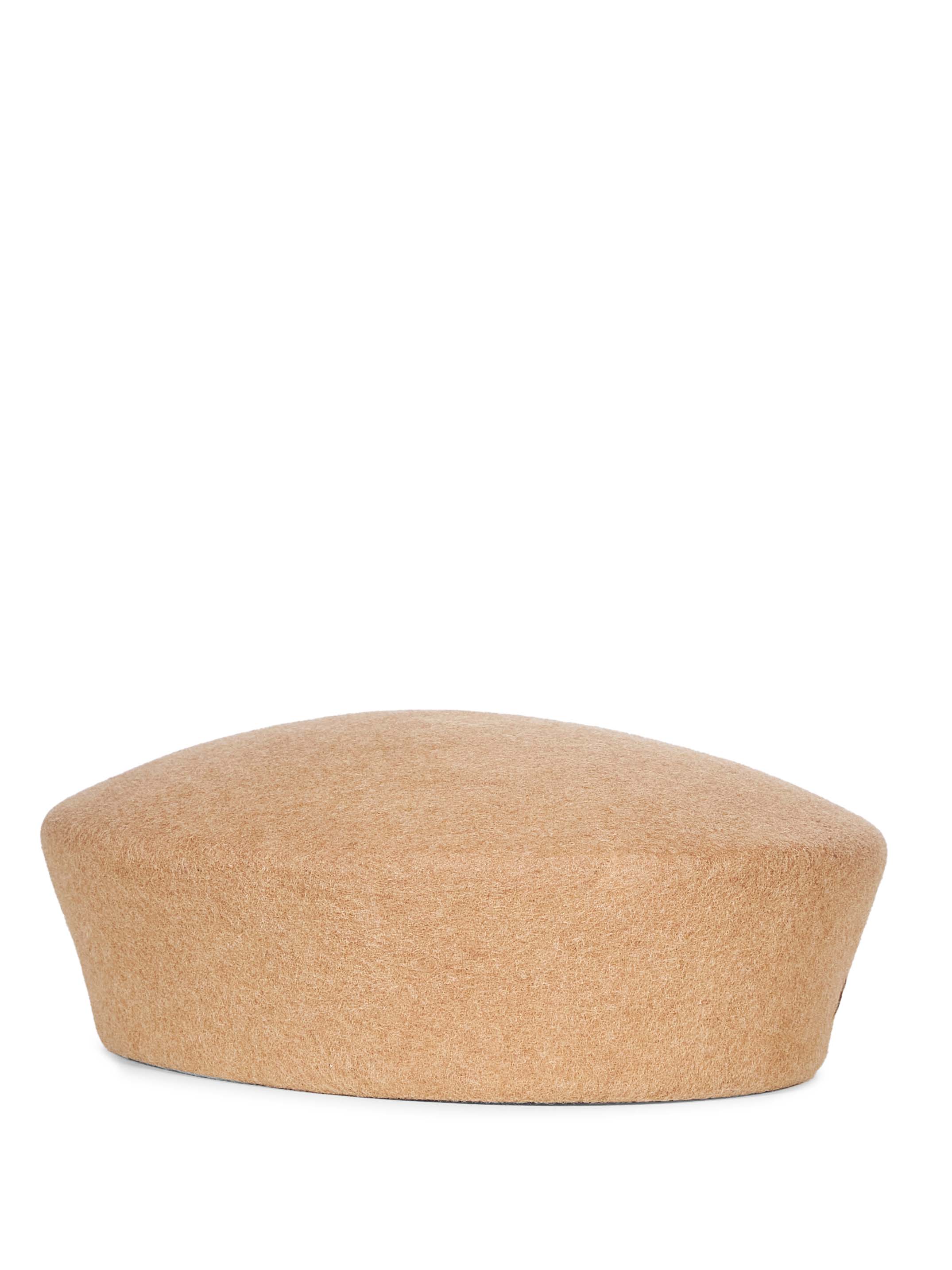 Cappello a tamburello con logo in beige 