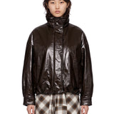 Giacca over in pelle marrone 