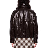 Giacca over in pelle marrone 