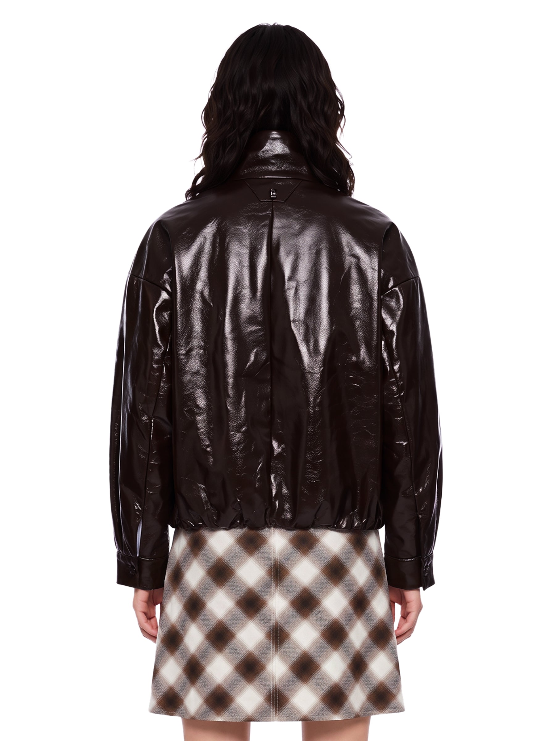 Giacca over in pelle marrone 