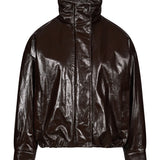 Giacca over in pelle marrone 