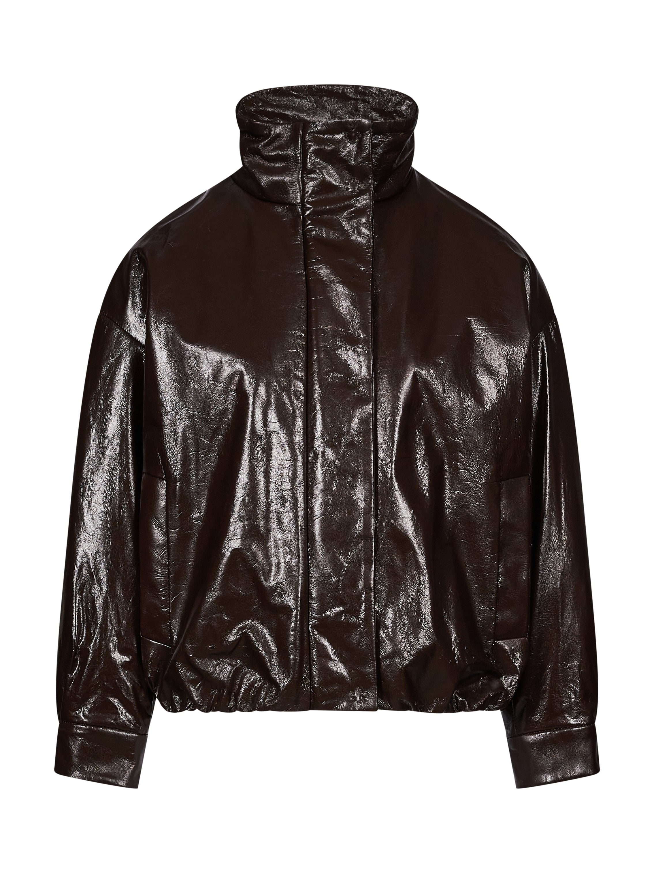 Giacca over in pelle marrone 