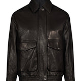 Giacca over in pelle nera 