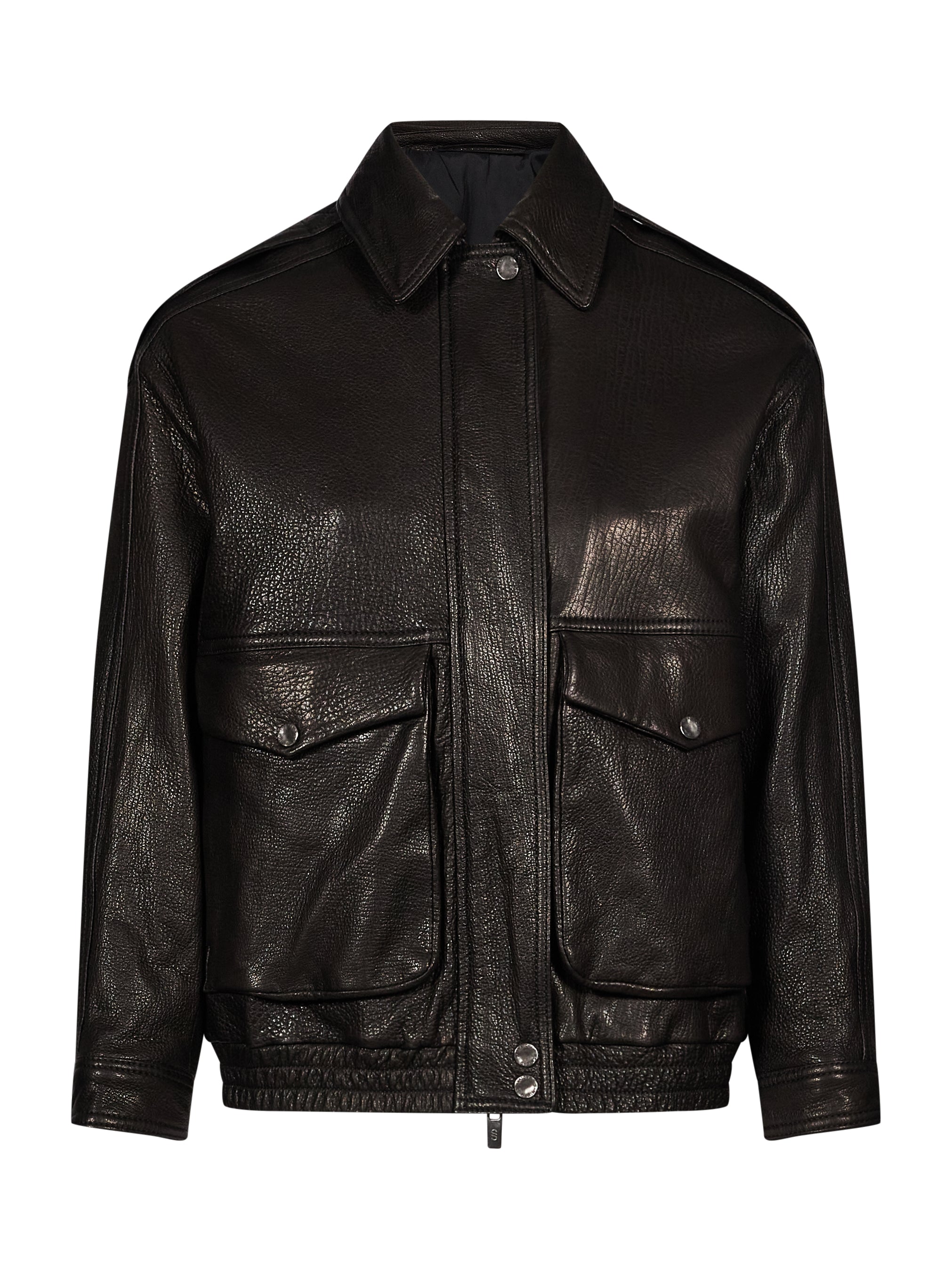Giacca over in pelle nera 