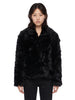 Giacca con scollo a V in shearling in nero