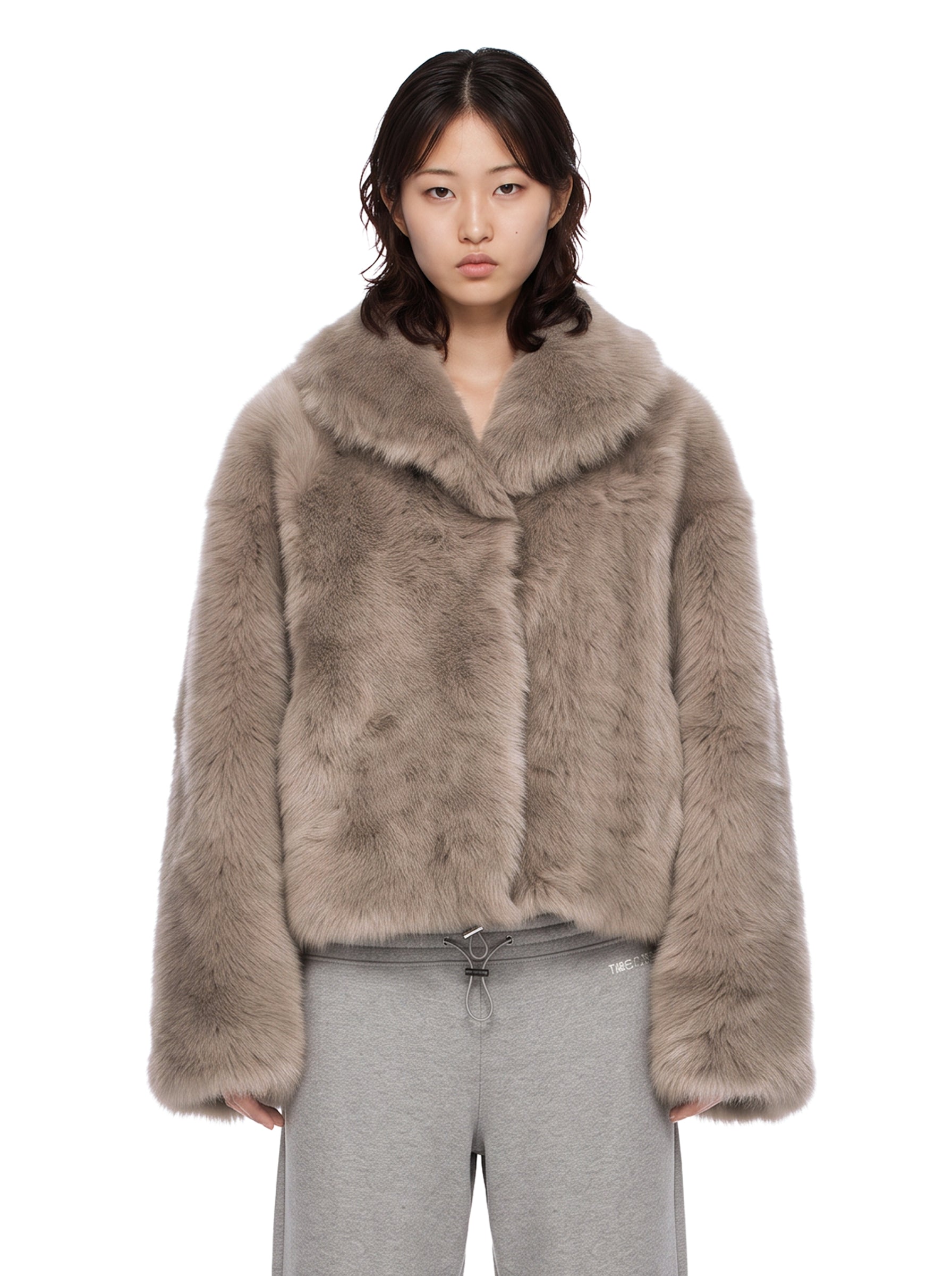 Giacca con ampio rever a scialle in beige 
