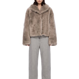 Giacca con ampio rever a scialle in beige 