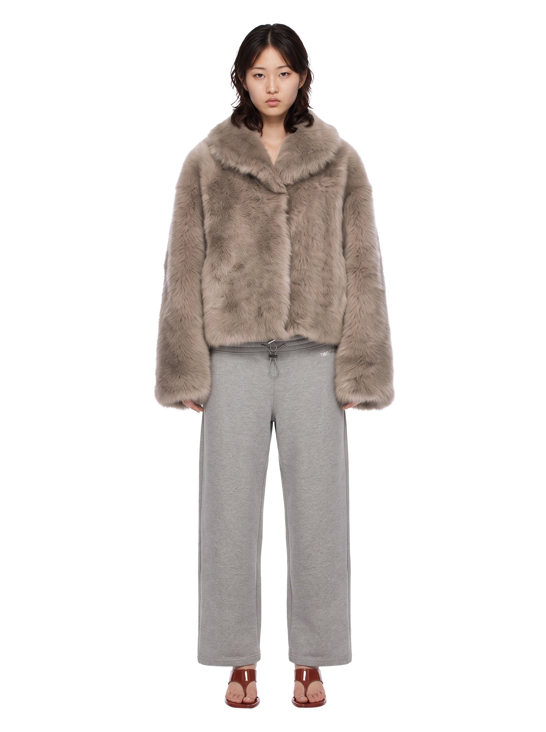 Giacca con ampio rever a scialle in beige 