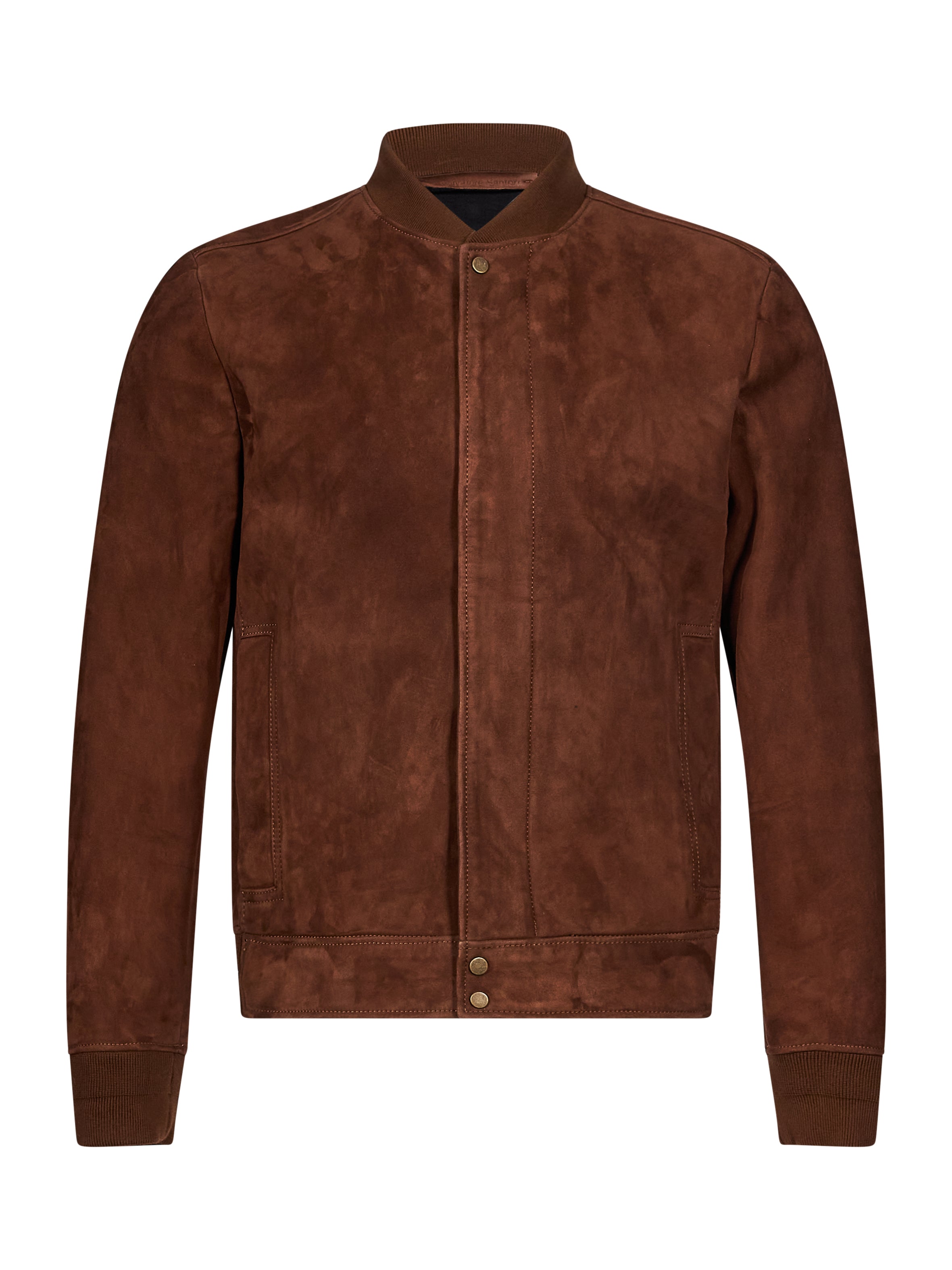 Bomber in pelle scamosciata marrone 