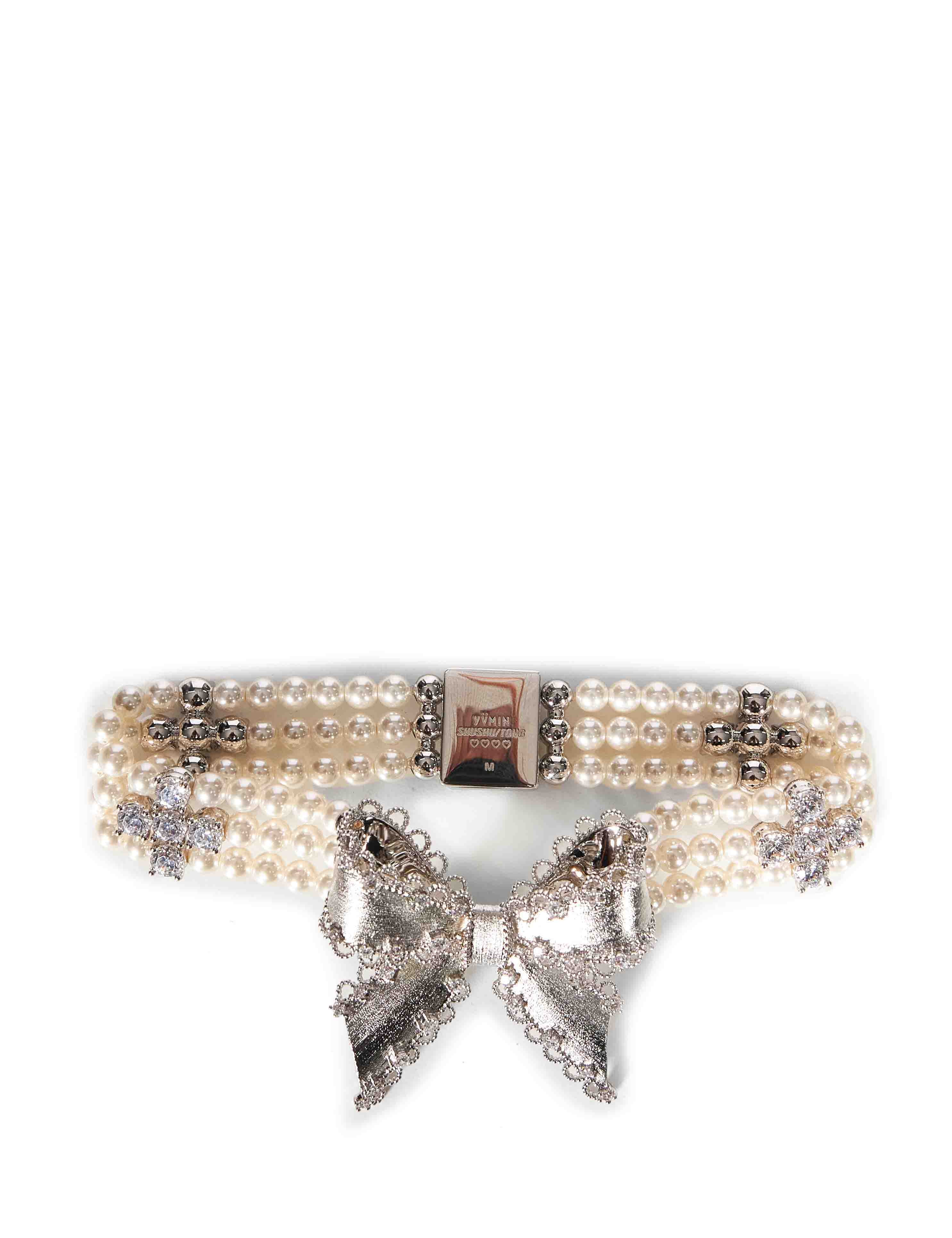 Bracciale con perle e cristalli in avorio 