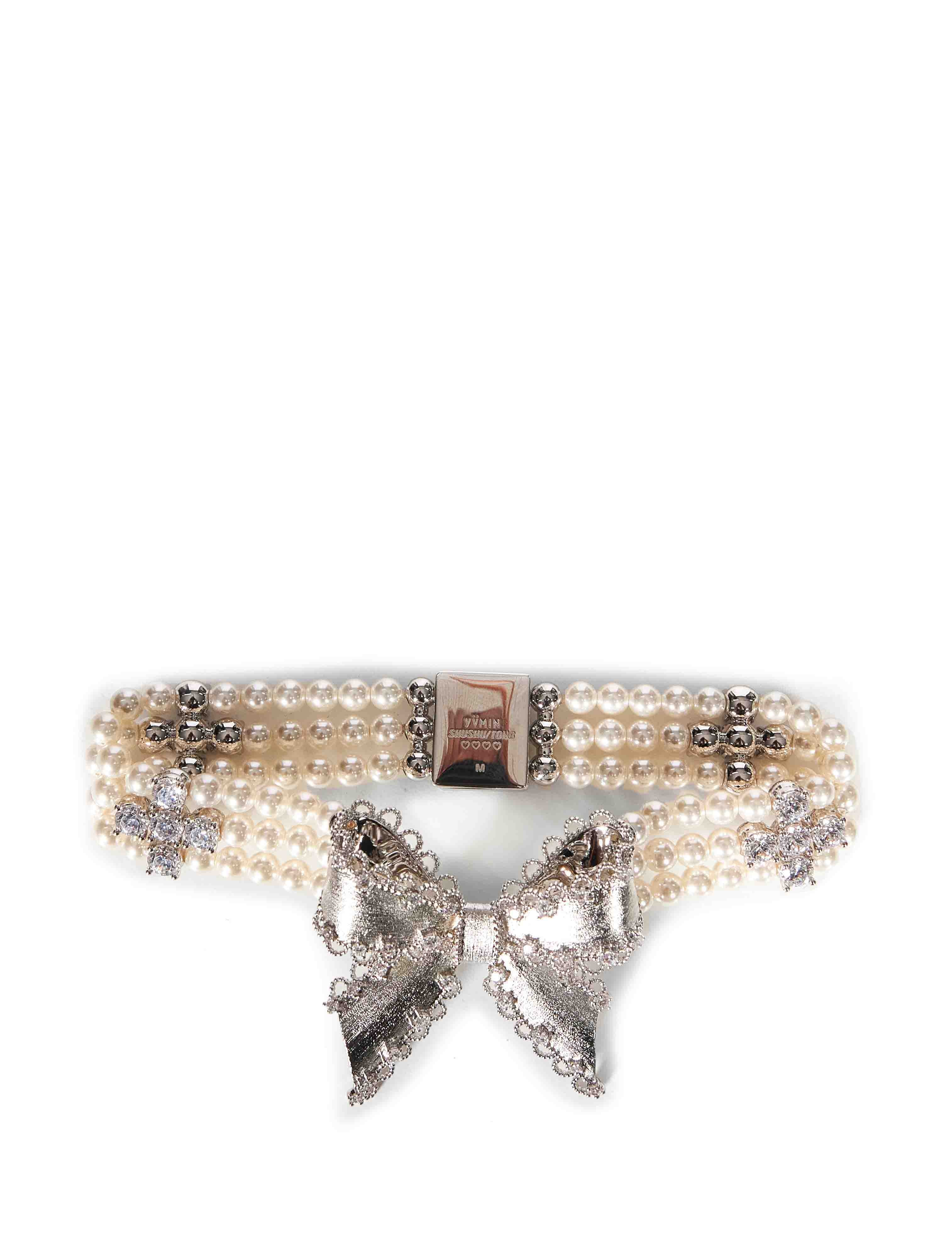Bracciale con perle e cristalli in avorio 