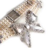 Bracciale con perle e cristalli in avorio 
