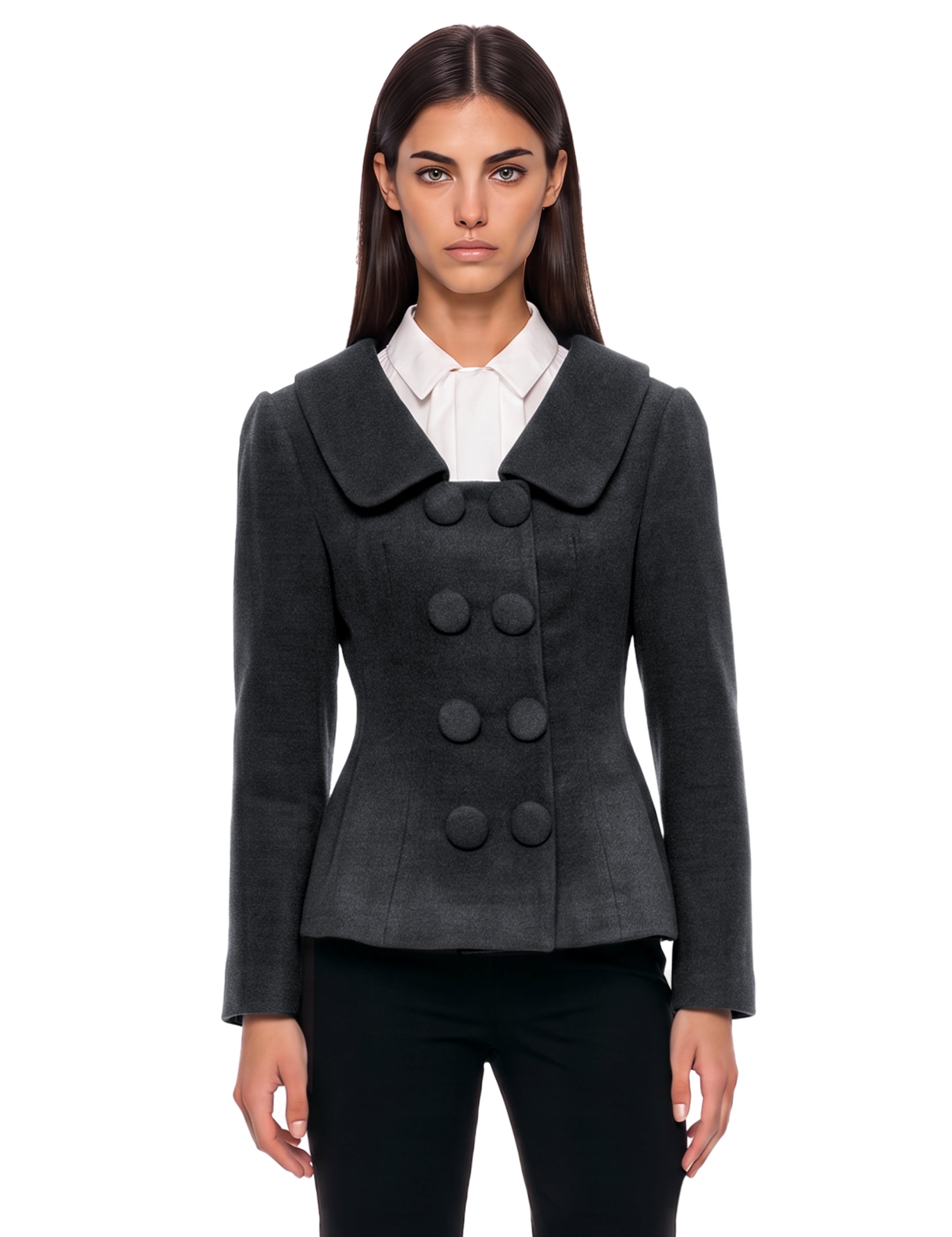 Cappotto corto doppiopetto in grigio 