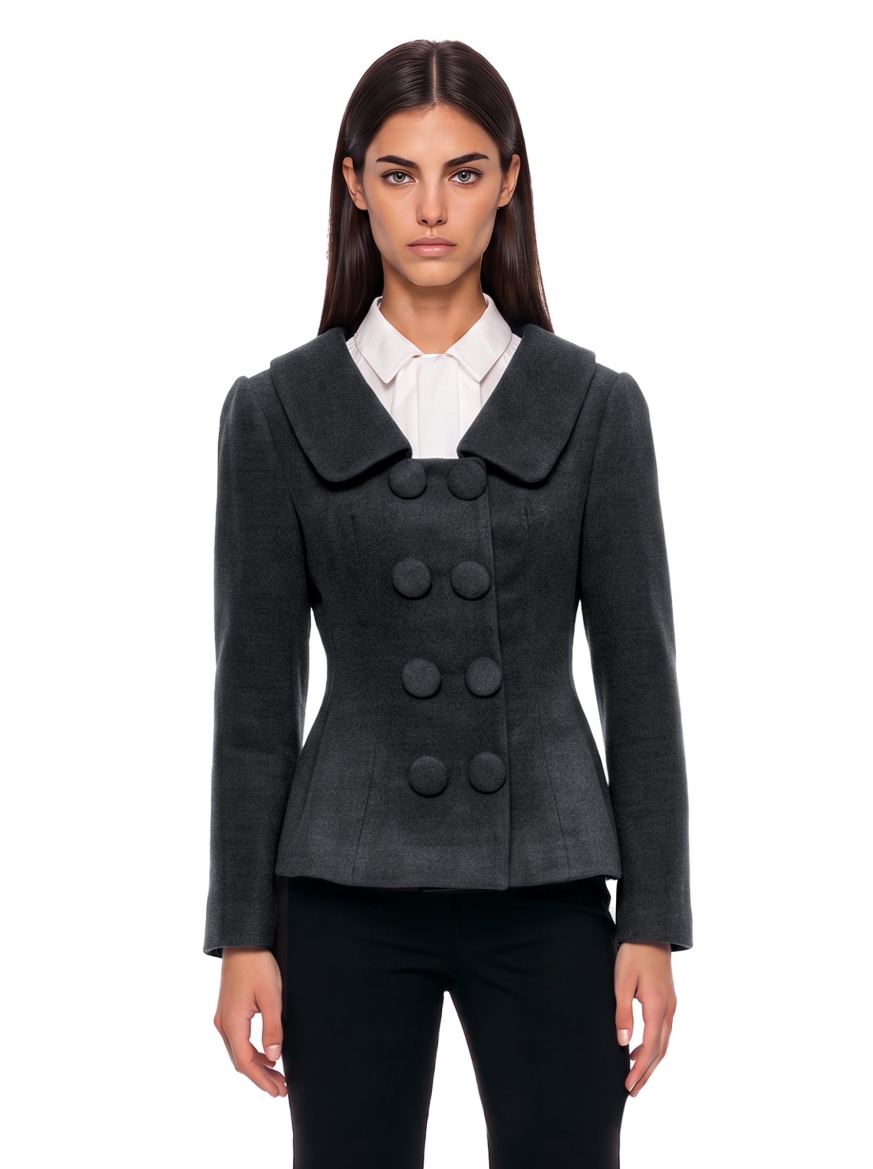 Cappotto corto doppiopetto in grigio 