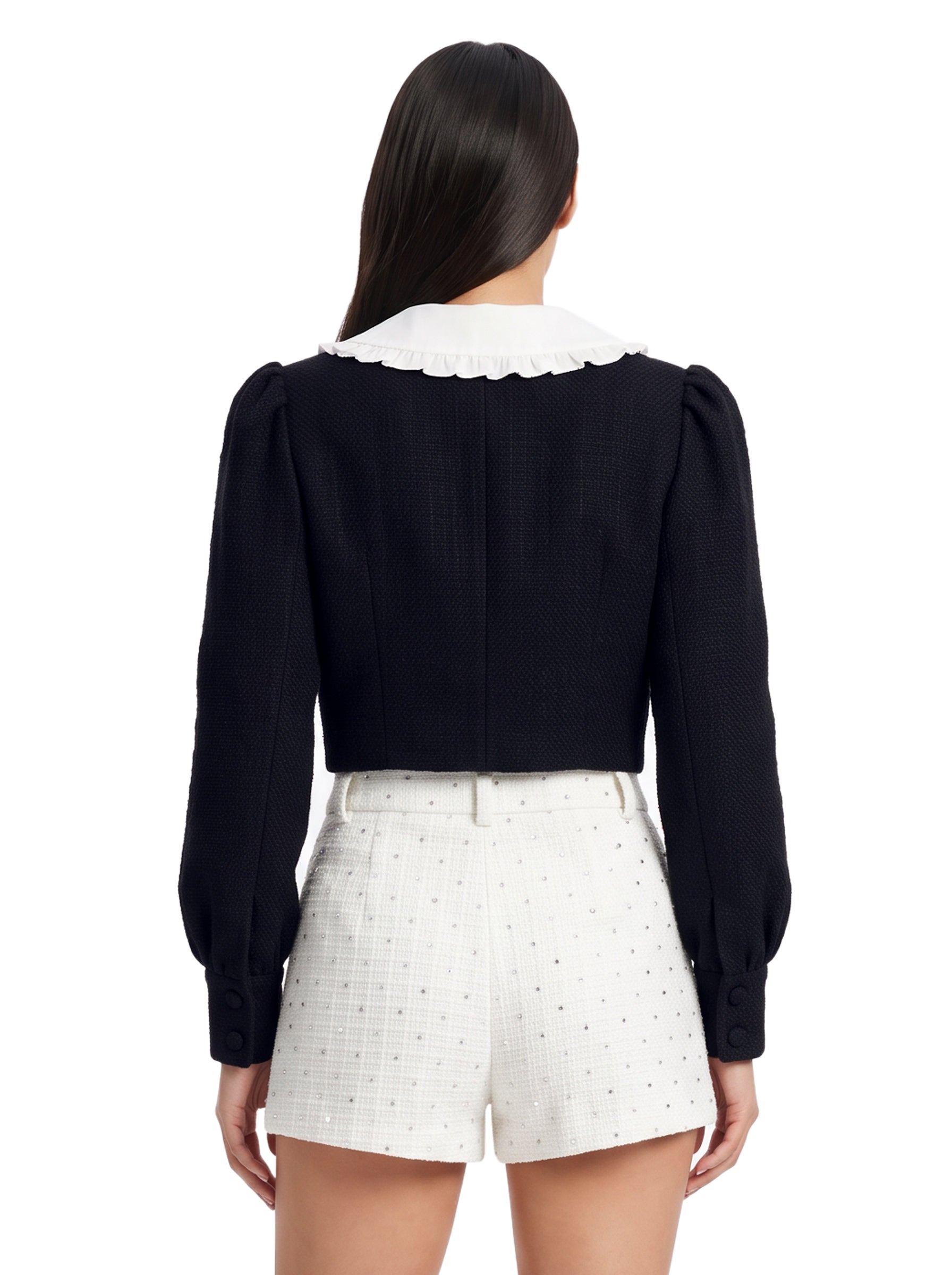 Cappotto corto con colletto in blu 