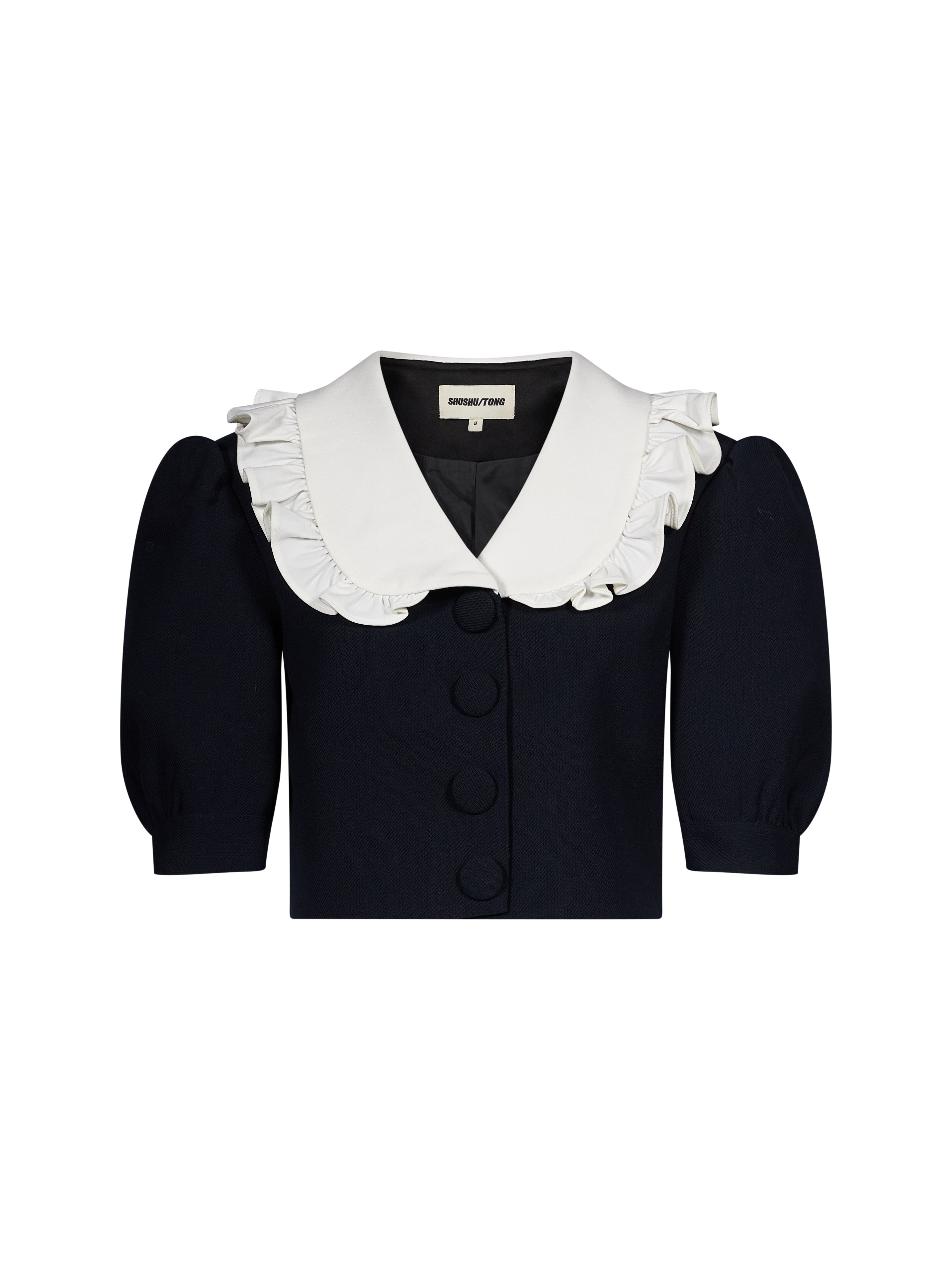 Cappotto corto con colletto in blu 