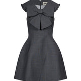 Abito mini con fiocco in grigio 