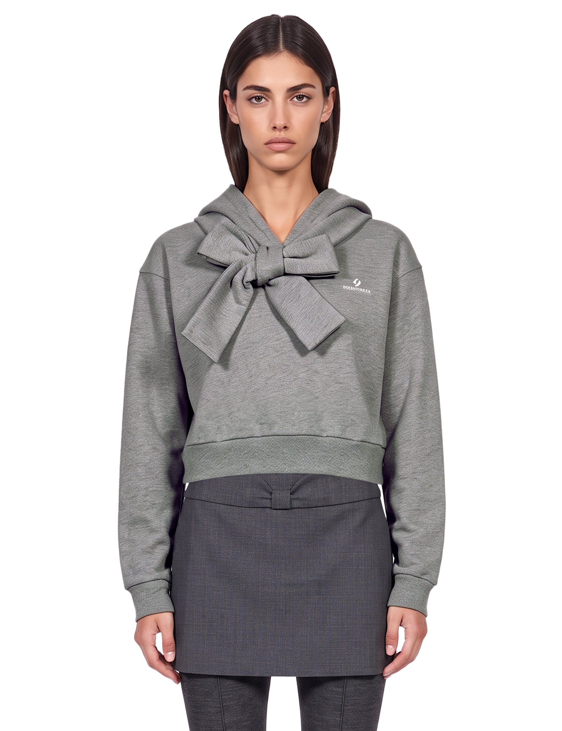 Felpa con fiocco in grigio 