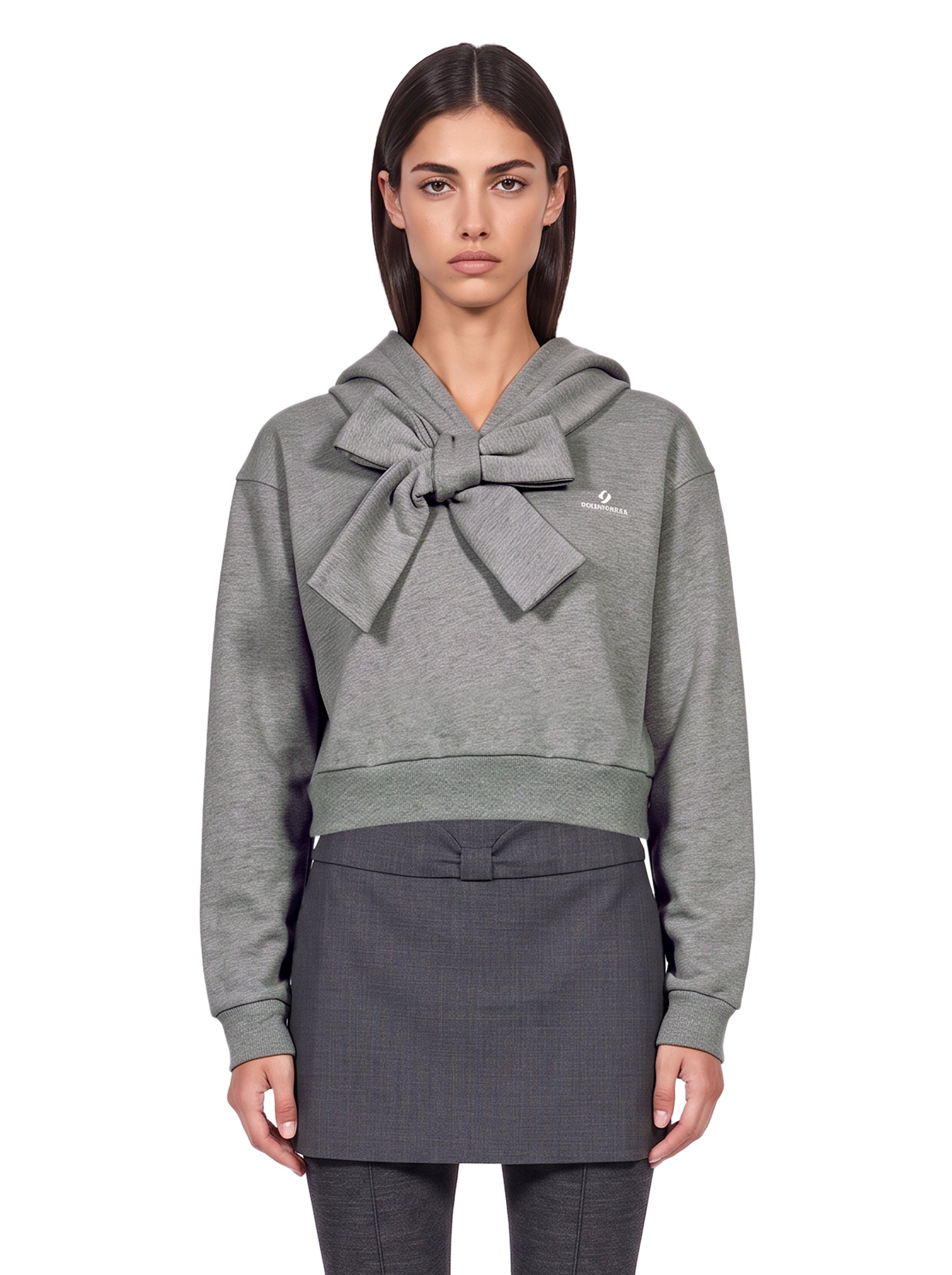 Felpa con fiocco in grigio 