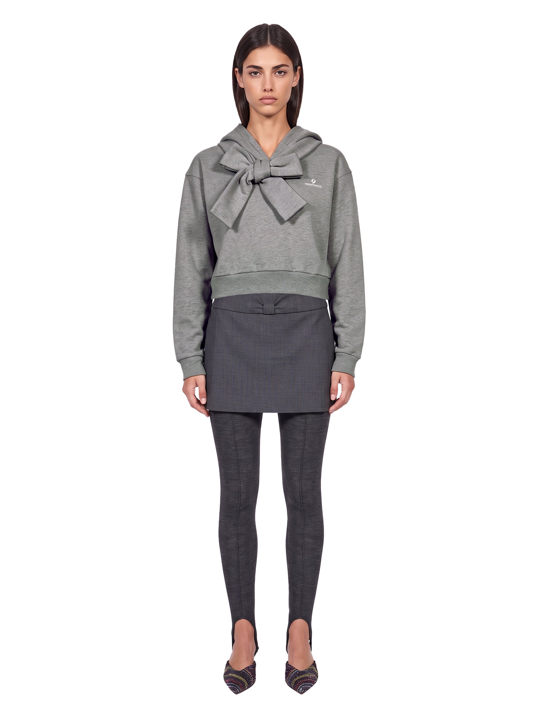 Felpa con fiocco in grigio 