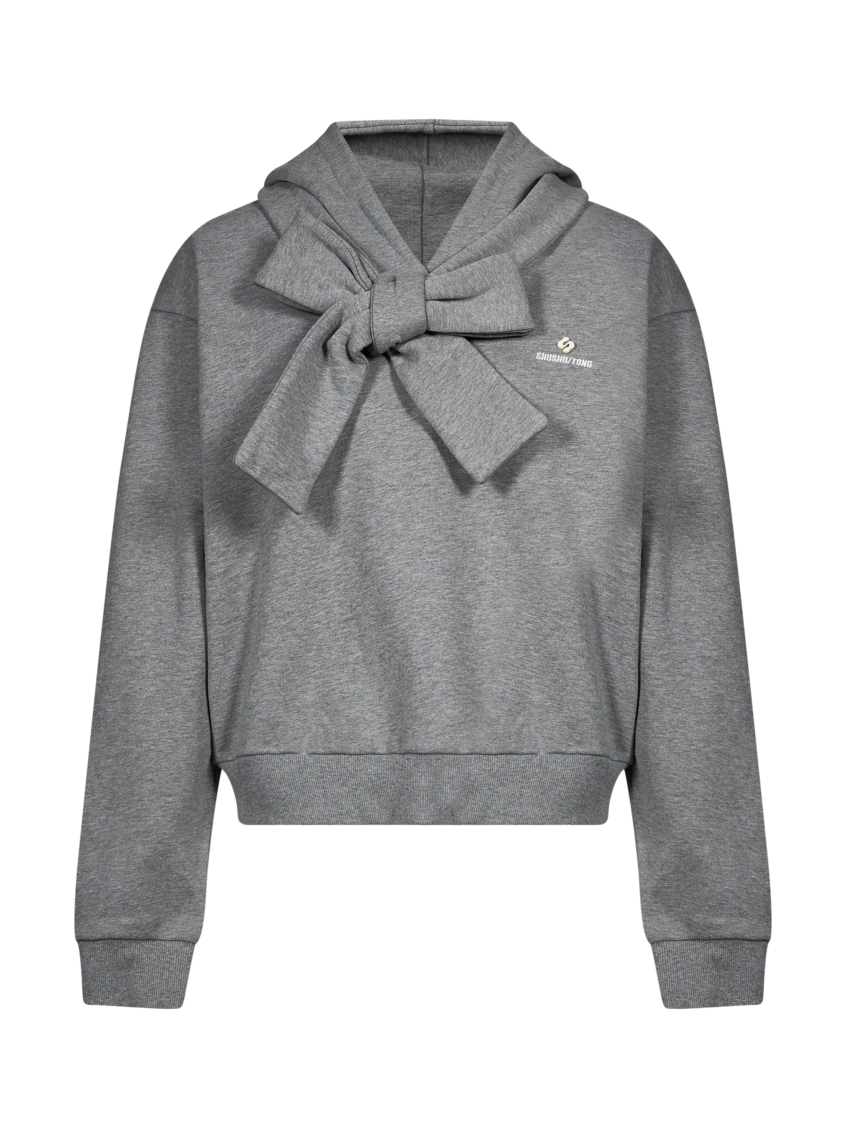 Felpa con fiocco in grigio 