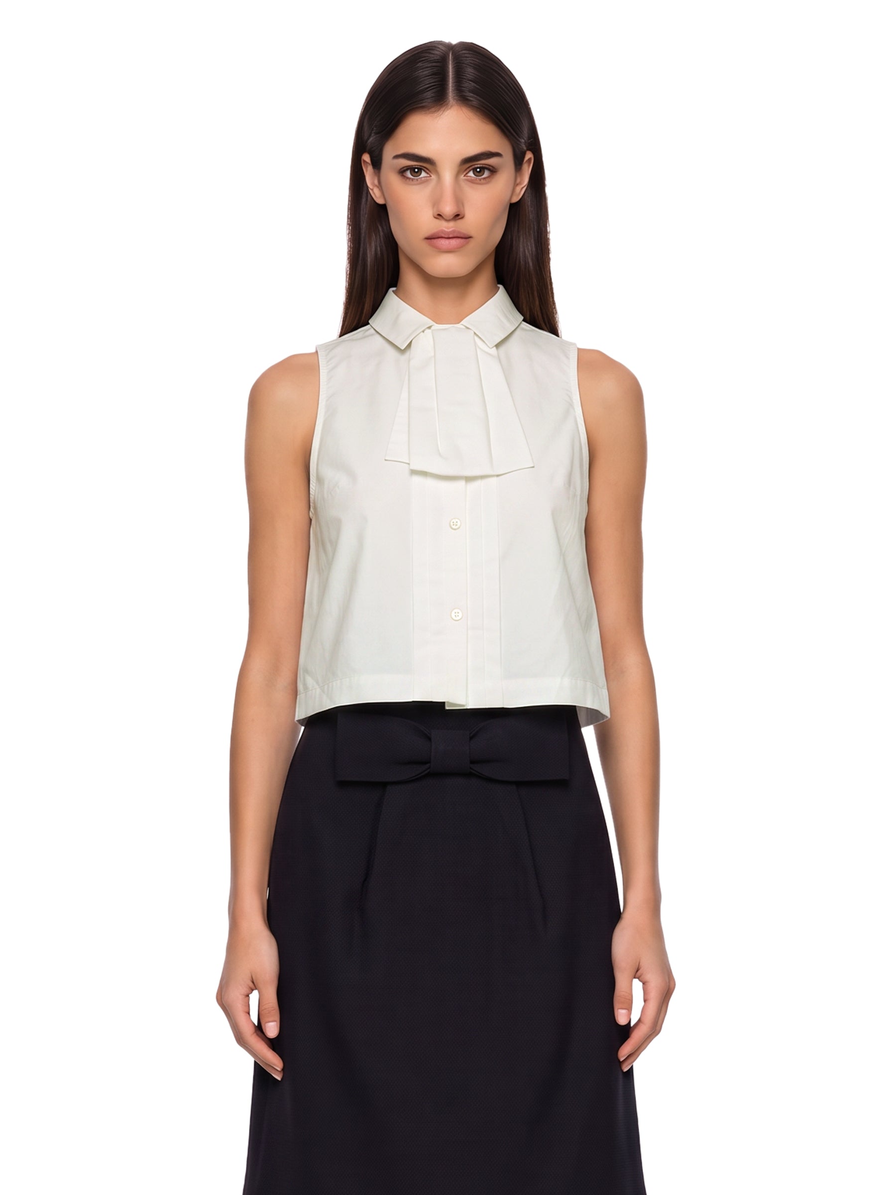 Top con fiocco in bianco 