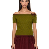 Top in maglia in verde 