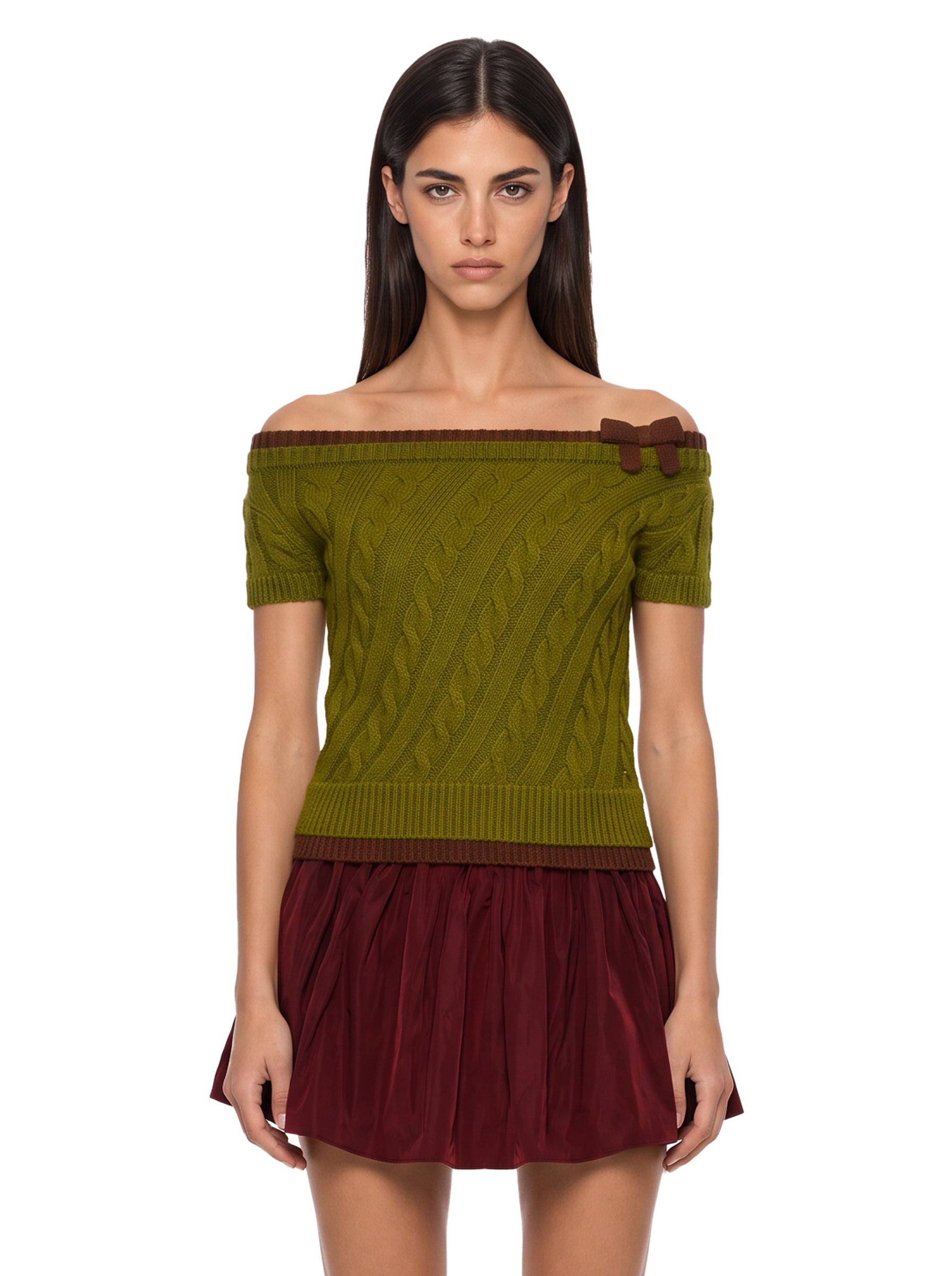 Top in maglia in verde 
