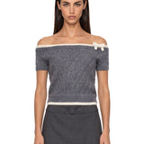 Top in maglia in grigio 