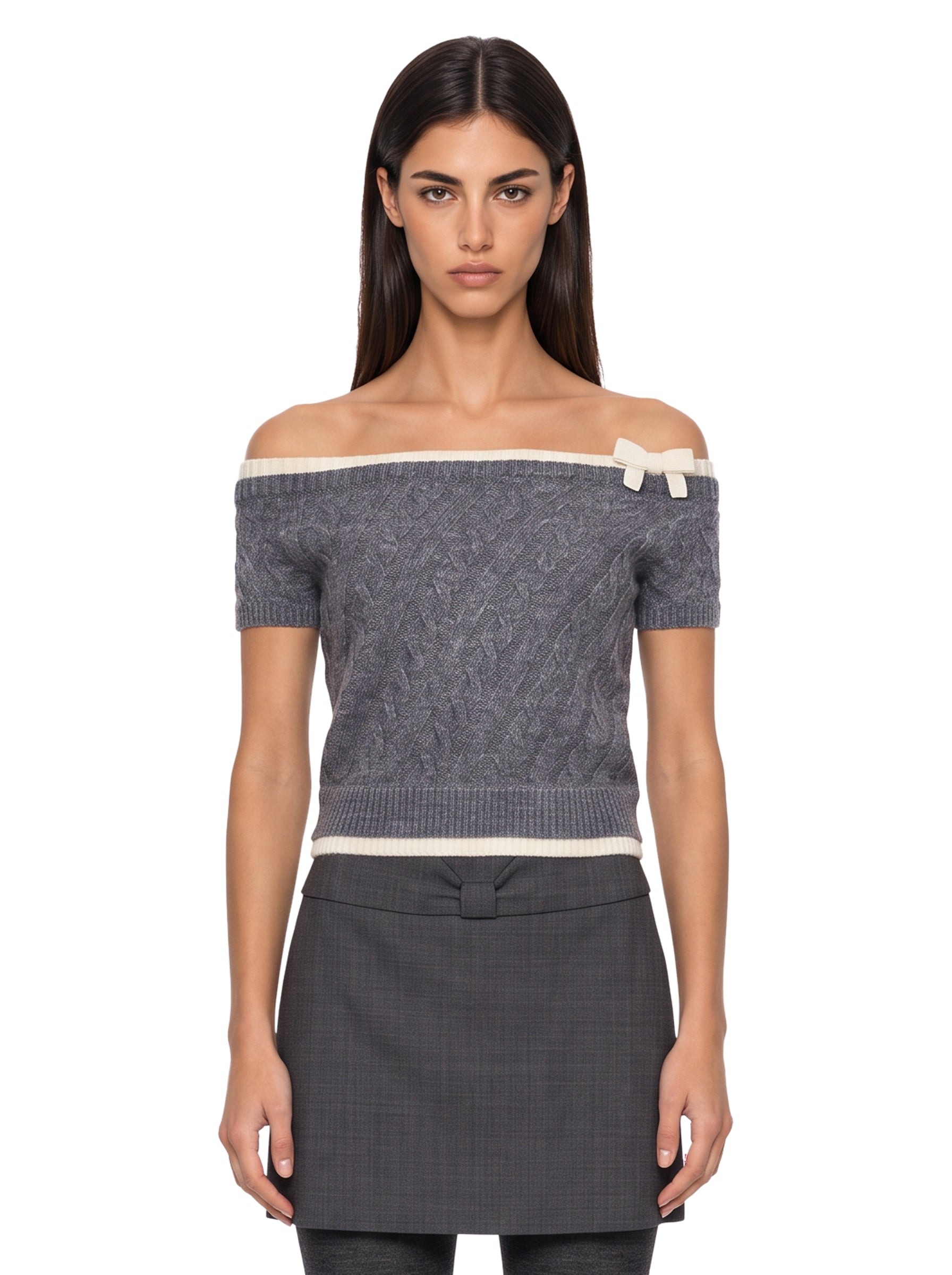Top in maglia in grigio 