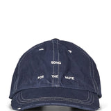 Cappello con logo in denim blu 