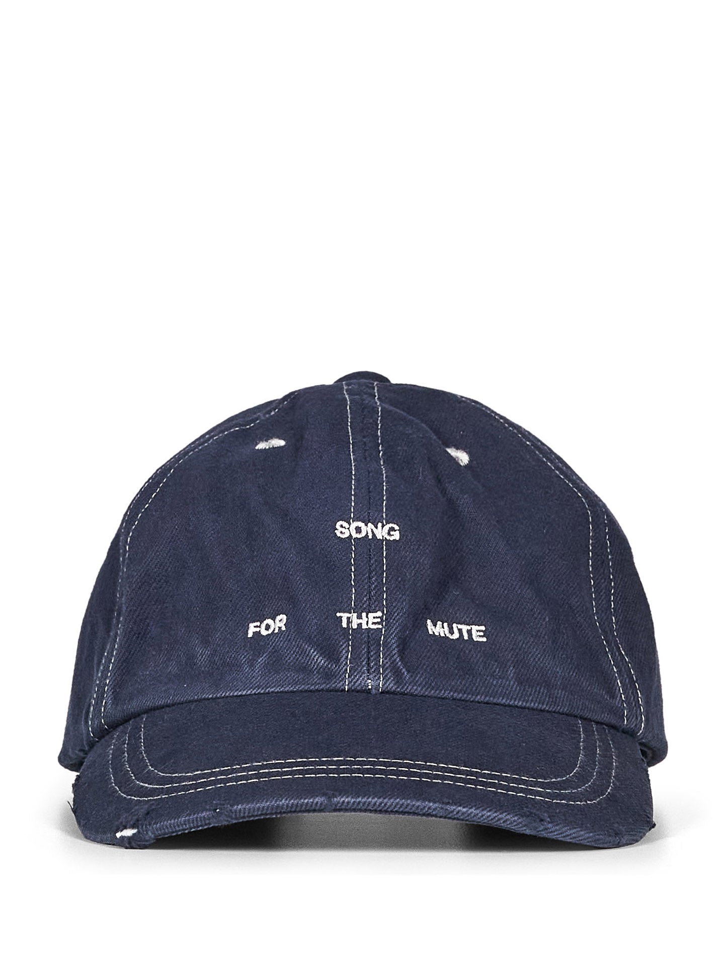 Cappello con logo in denim blu 