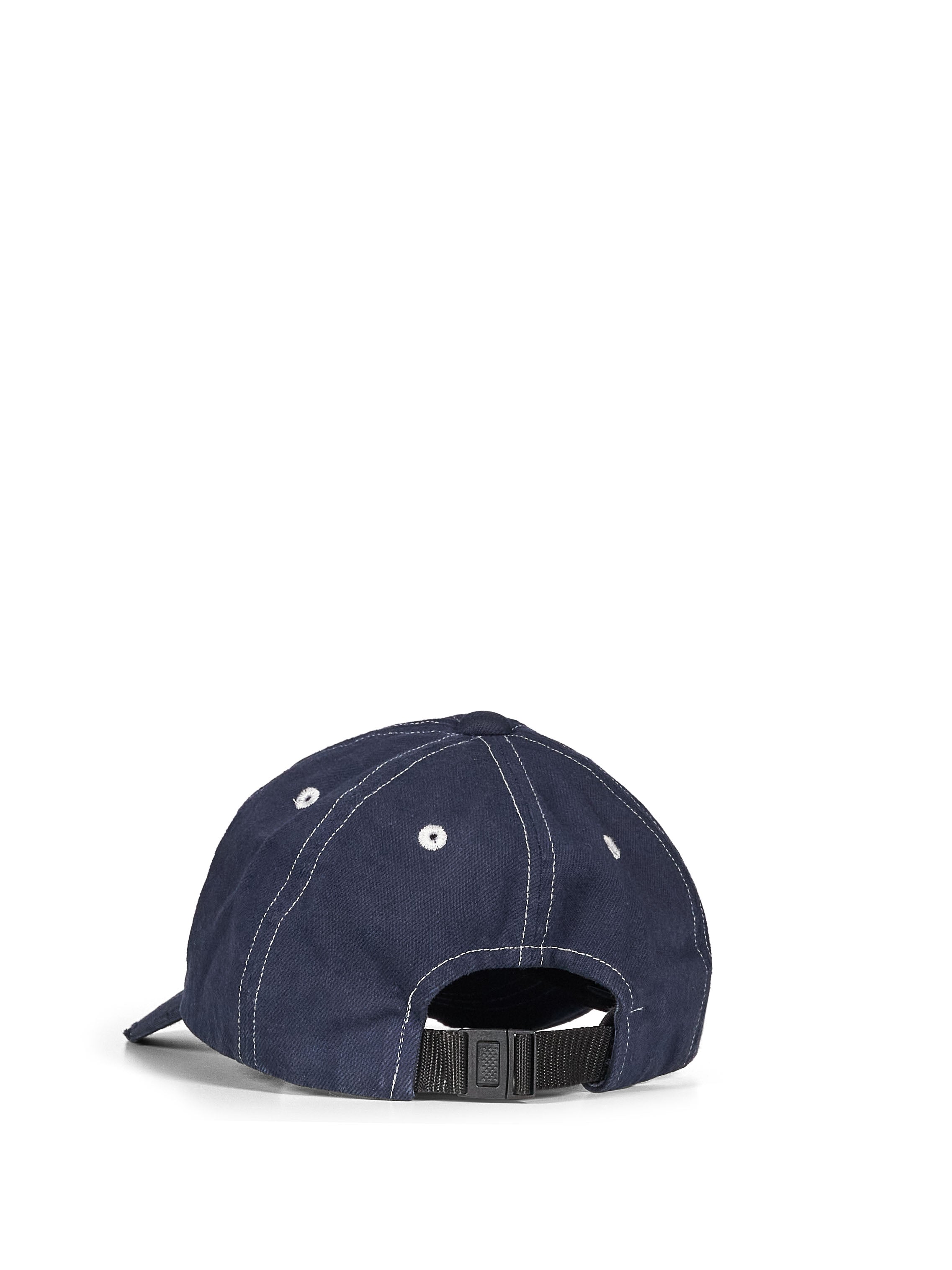 Cappello con logo in denim blu 