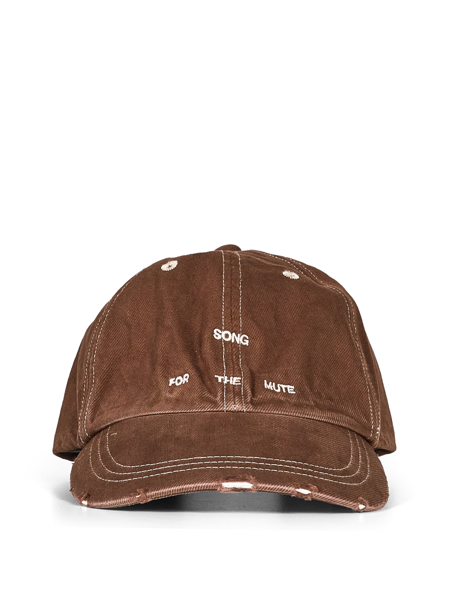 Cappello con logo in denim marrone 