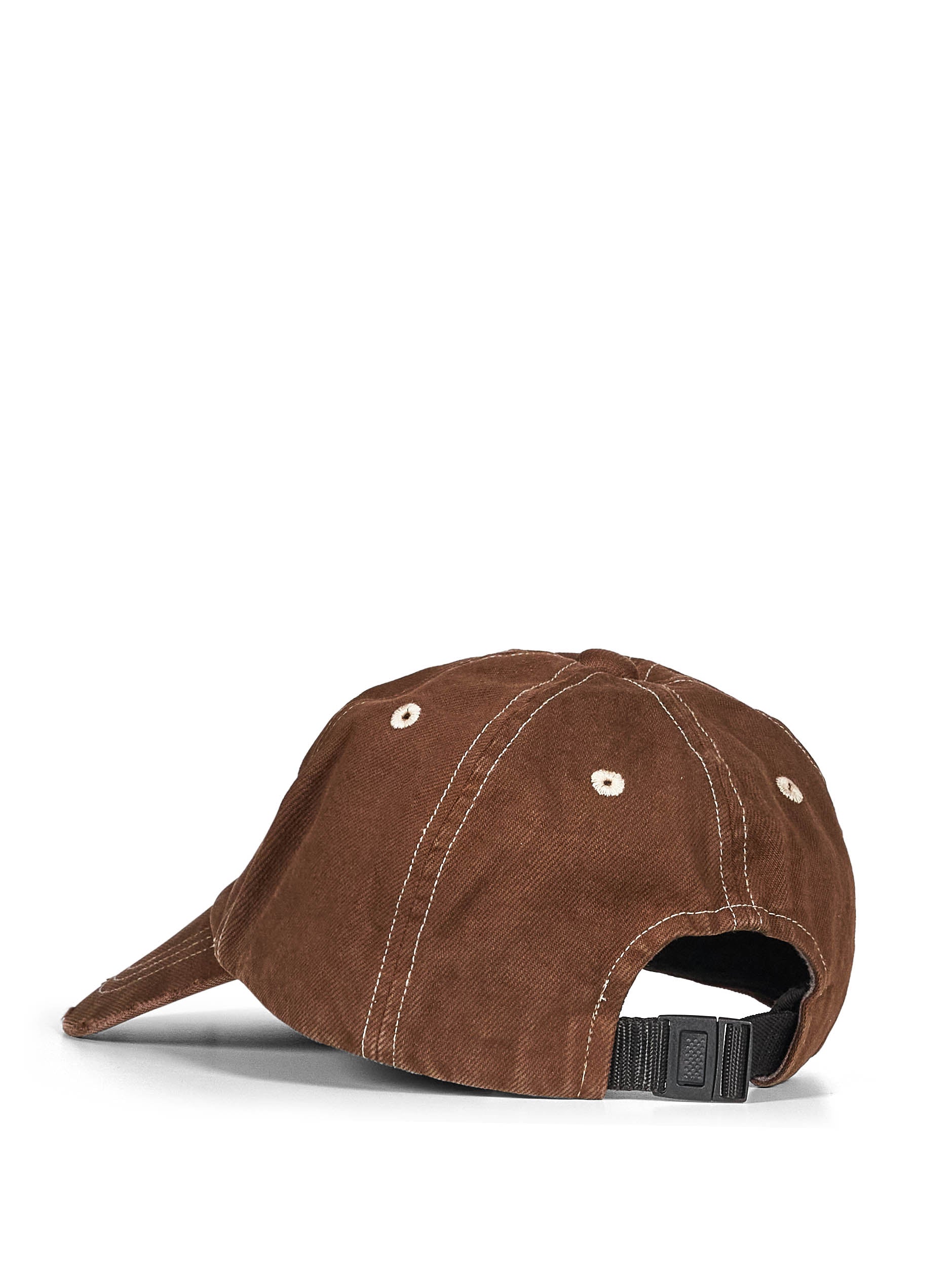 Cappello con logo in denim marrone 