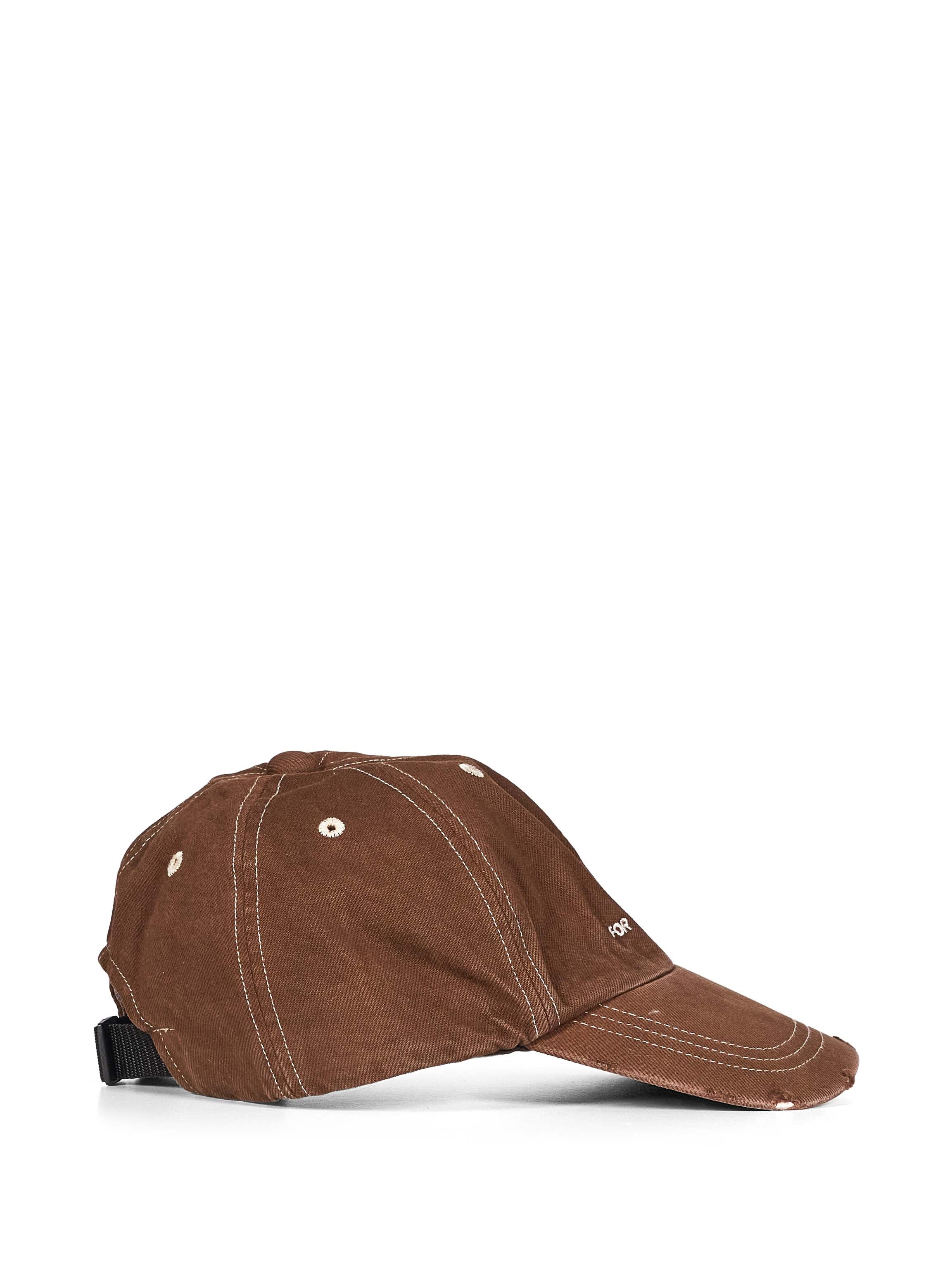 Cappello con logo in denim marrone 