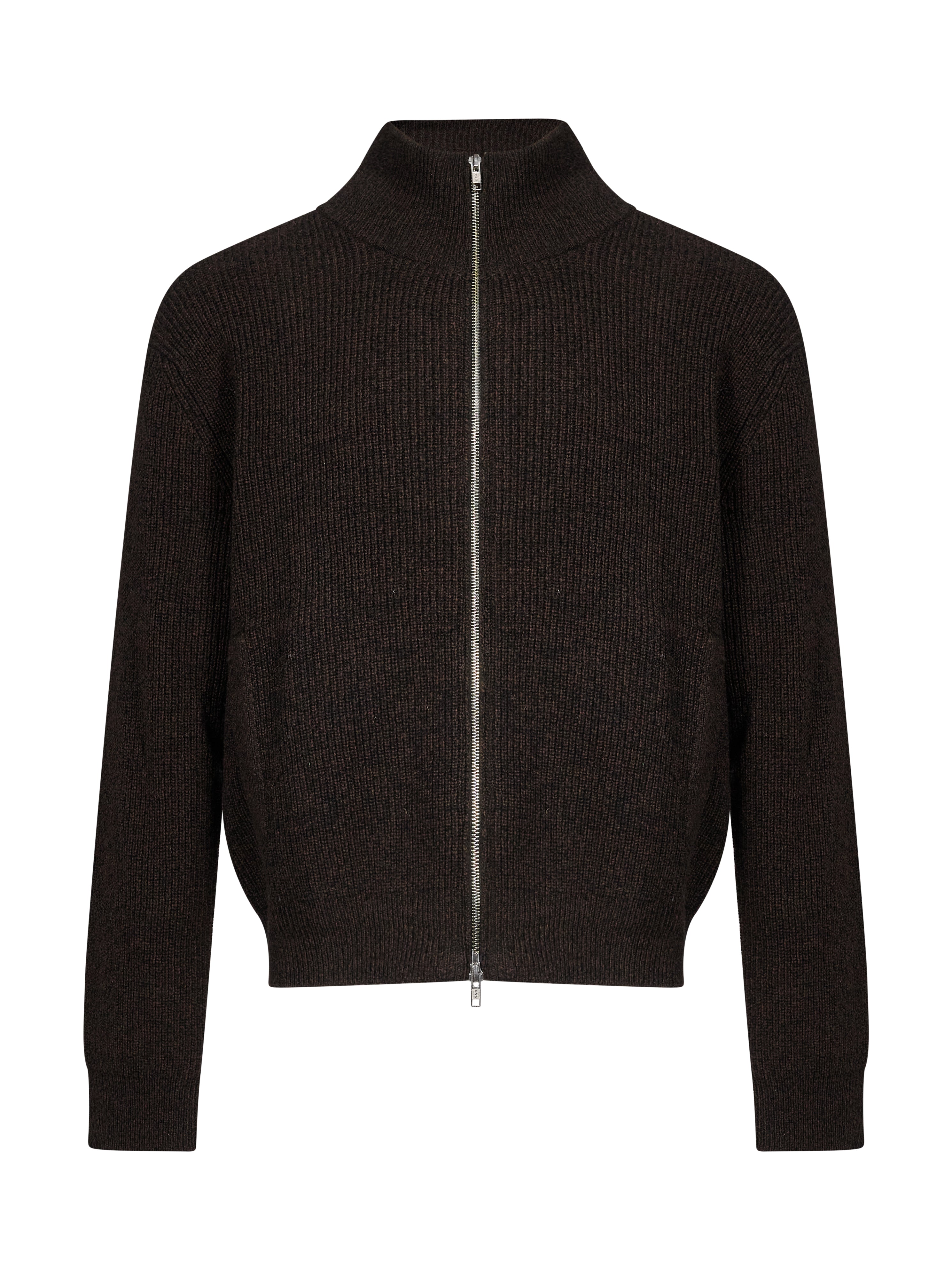 Cardigan con zip in marrone 