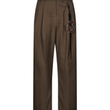 Pantaloni con doppia pinces gessati in marrone 