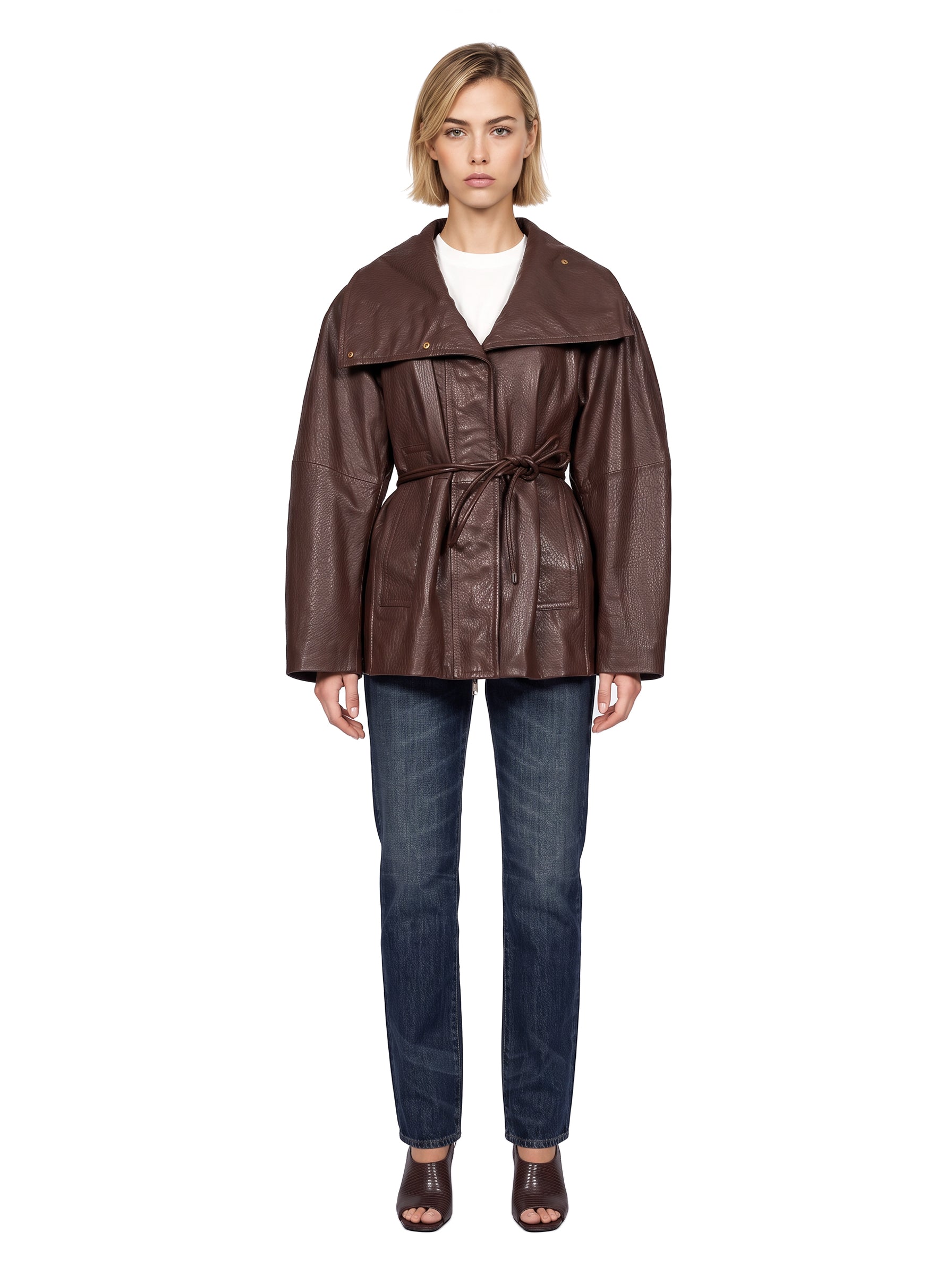 Giacca Alaggio in pelle in marrone 
