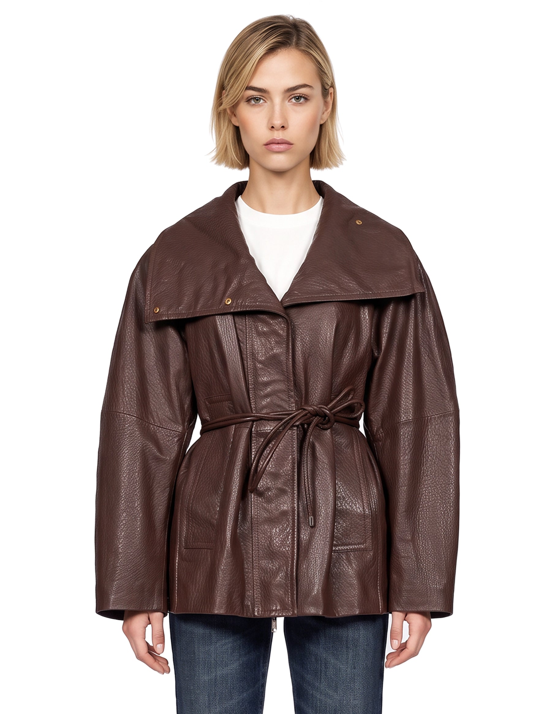 Giacca Alaggio in pelle in marrone 