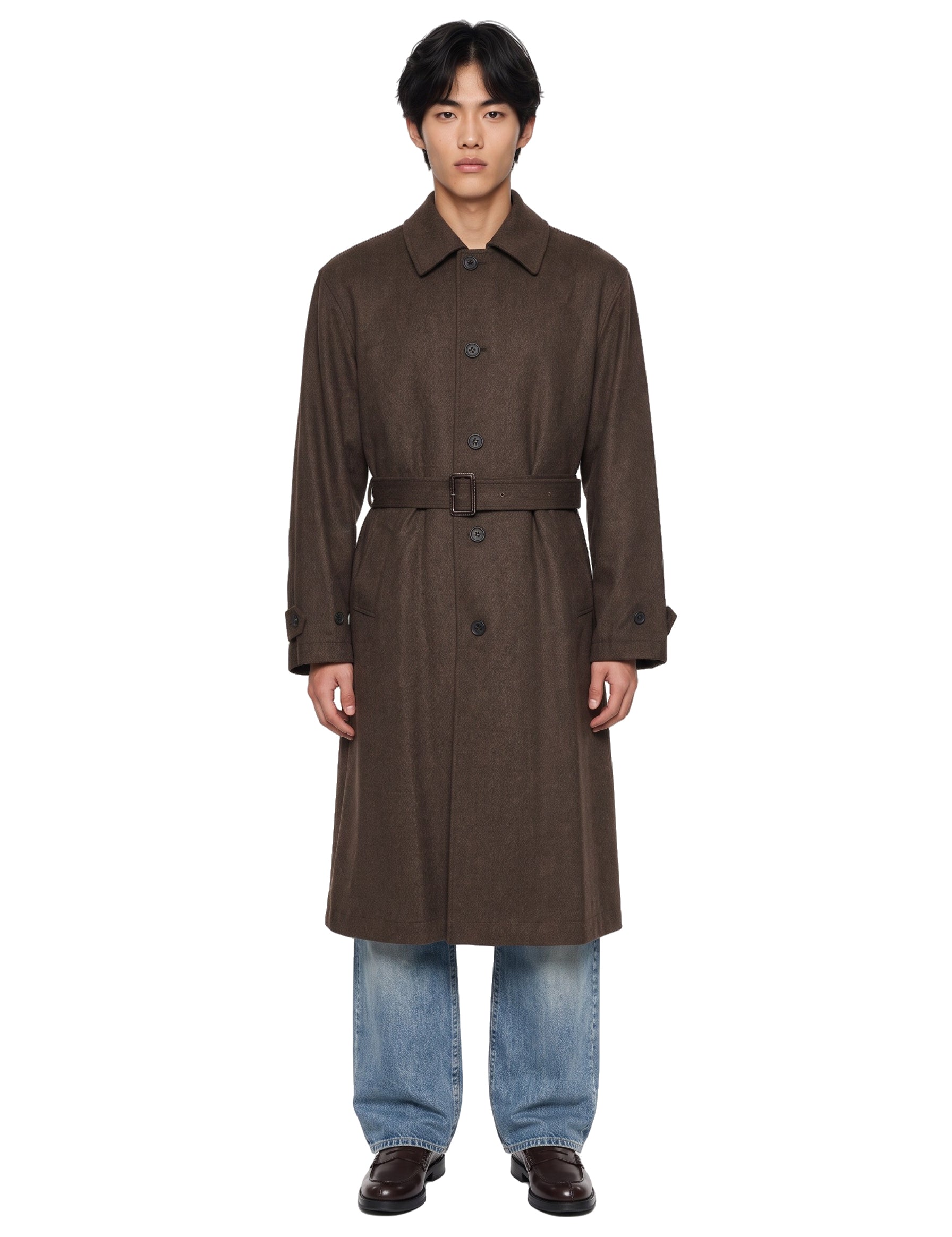 Cappotto Balmacaan in marrone 