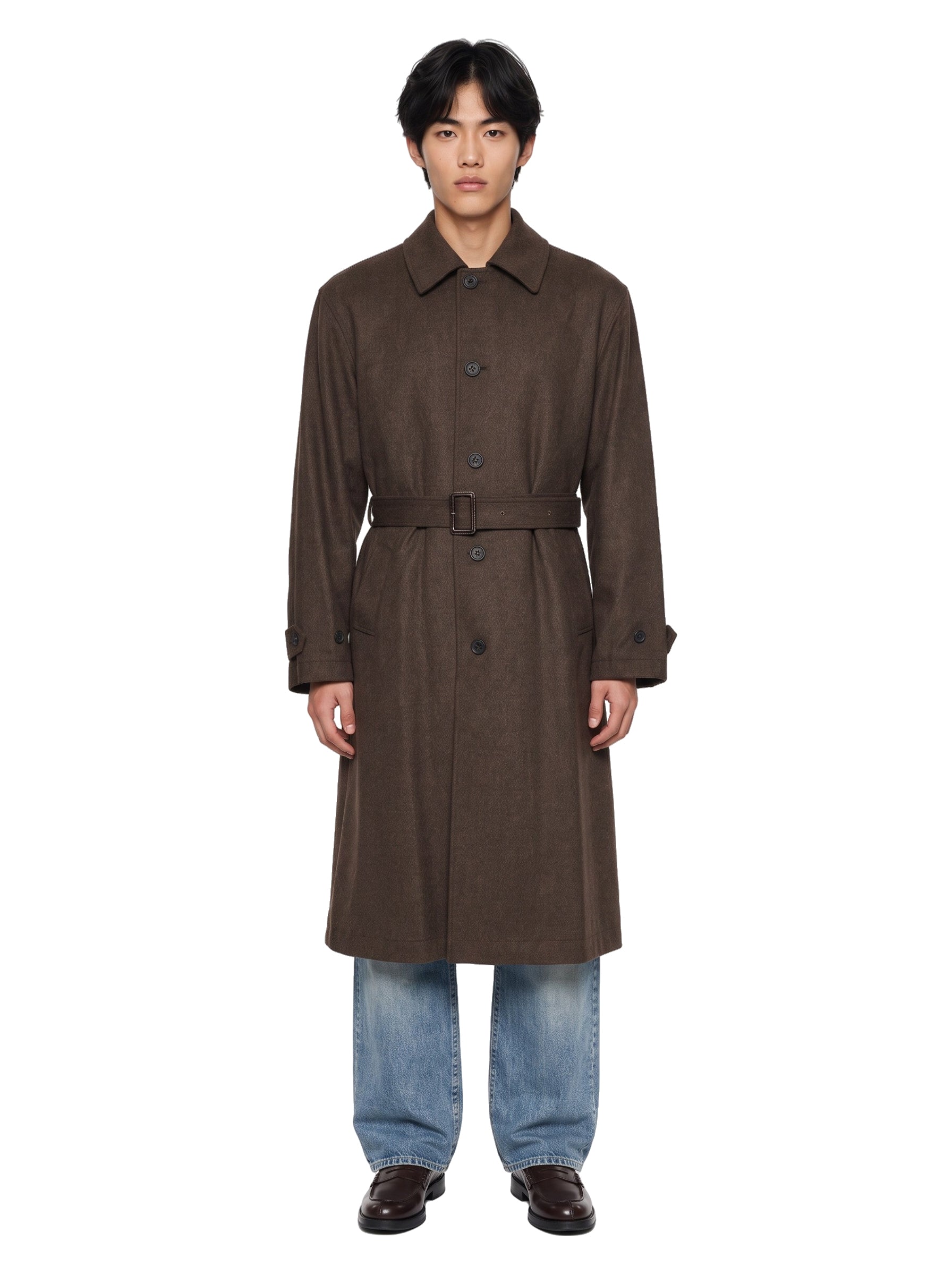 Cappotto Balmacaan in marrone 
